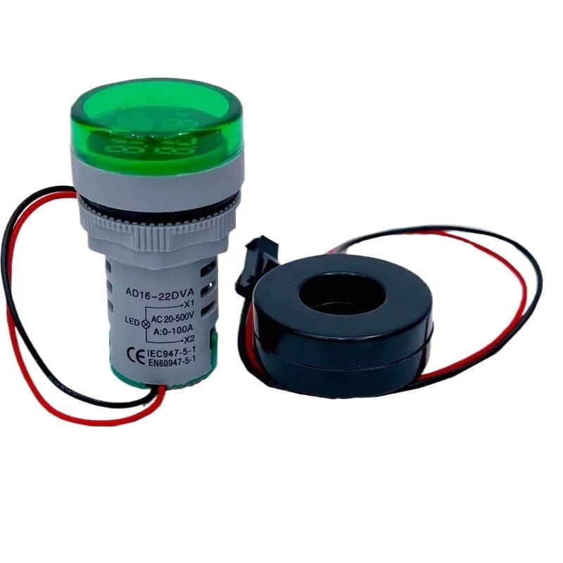 LED 22 Mini Current Voltage Meter 220v Indicator Circle or Square Digital Meter Signal Light Voltmeter Tester Multimeter Ammeter(Round Red)