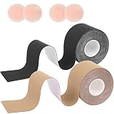 latex liquido para tapetes [Cinta de levantamiento de senos] La cinta de levantamiento de senos se puede usar para sostener y levantar los senos para mejorar significativamente el escote, ¡adecuada para todos los tamaños de copa A-E! (El paquete incluye un rollo de sujetador de vendaje + un par de pegatinas para pezones)Tela no tejida de algodón (95% algodón, 5% spandex), buena elasticidad, ¡hace que el cofre sea más transpirable!