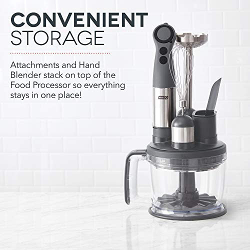 Dash Chef Series Deluxe Immersion Hand Blender, 5 Speed Stick Blender With Stainless Steel Blades, Dough Hooks, Food Processor, Grate, Mash, Slice, Whisk Attachments And Recipe Guide – Cool Grey #TOP4