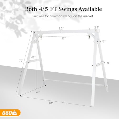 Image of VINGLI 6.9FT Wooden Porch Swing Frame for 5FT Swing, White