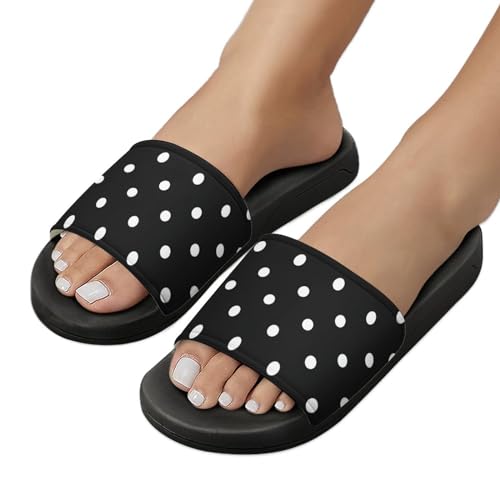 Polka Dot Black White Simple Pattern PVC Home Slippers Non-Slip Shower Sandals Summer Indoor Outdoor Beach for Men And Women4