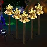 Christmas Solar Landscape Lights Outdoor Solar Pathway Lights Stake Lights Garden Decorative Lights Waterproof Walkway Lights for Yard 5-Pack (Tinkle Bells)