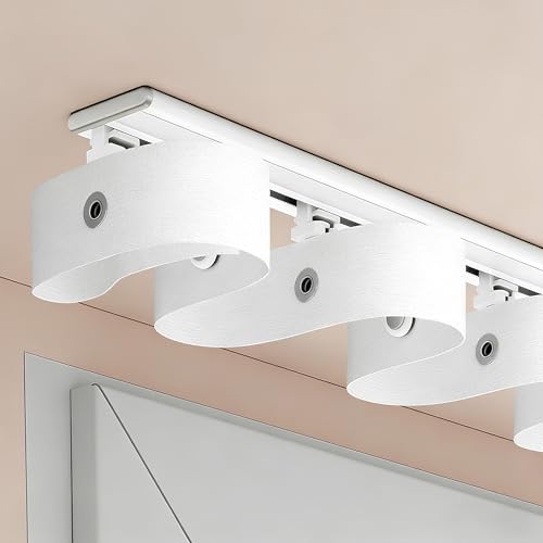 Ultra-Thin Curtain Single Tracks, Snap Track with Tape Set, S Wave Ripple Fold Curtain Runners Track, Aluminium Ceiling Mounted Curtain Tracks System(White,150cm/4.92ft)