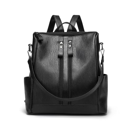 Mochila para mujer, grande, casual, bolsa de hombro, mochila de viaje negra con ruedas, Negro, Talla única Mochila para mujer, grande, casual, bolsa de hombro, mochila de viaje negra con ruedas, Negro, Talla única