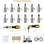 SHARDEN Ratcheting Multi Bit Screwdriver - 13-in-1 Tool Set, Flat Head/Square/Torx/Hex/Phillips, 180 Degree Pivoting Adjustable Angle Magnetic Screwdriver