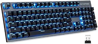 Motospeed 2.4GHz Wireless/USB Wired Mechanical Keyboard 104Keys Led Backlit Blue Switches Gaming Keyboard for Gaming and Typing,Compatible for Mac/PC/Laptop