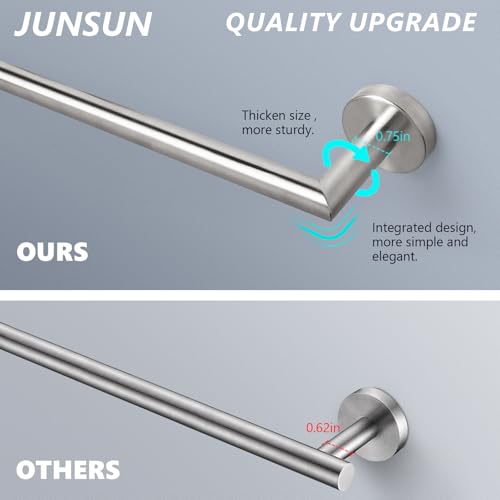 JunSun Bathroom Towel Bar 12 Inch Brushed Nickel Towel Racks Wall Mounted Bath Hand Towel Holder Modern Home Decor Towel Rod Bathroom Hardware Stainless Steel Towel Hanger Silver Towel Rail Single Bar by JunSun - Image 2