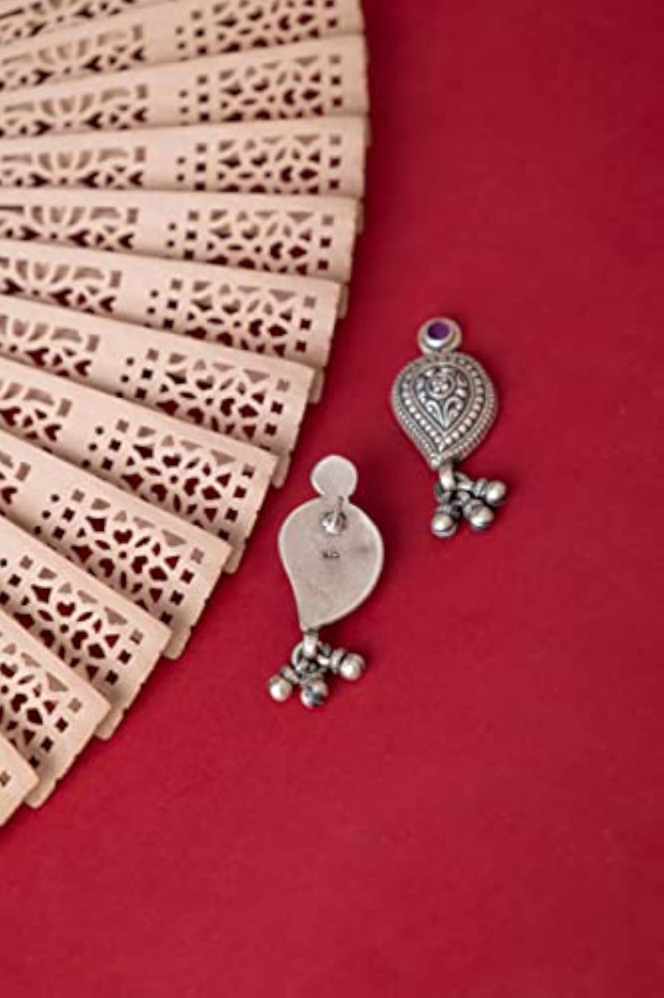 Women's 925 Silver Mizoya Ghughri Drop Motif Stud Earrings