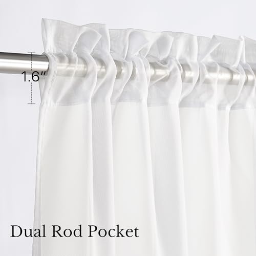 Image of NICETOWN Beige Sheer Curtains 63 Inches Long, W42xL63, 2 Panels | Rod Pocket Lightweight Drapes Light Filtering Airy Voile Sheer Window Treatments for Bathroom /Bedroom