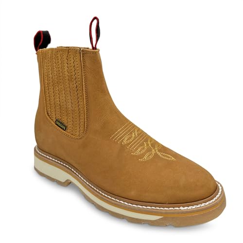 Western Shops Mens Short Ankle Western Rodeo Cowboy Boot, Mens Leather Soft Toe Work Boot