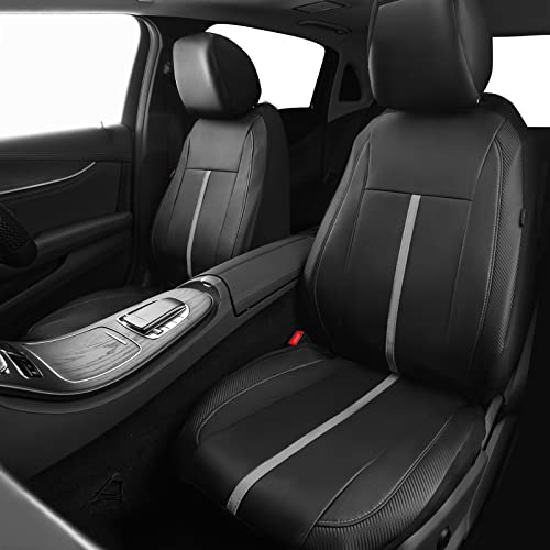 Car Pass Car Seat Covers, Sporty Carbon Fiber Leather Full Set Car Seat Covers, Airbag Compatible,Universal Fit For Suvs,Sedans,Vans,Suvs (Full Set, Black+Gray) #TOP2