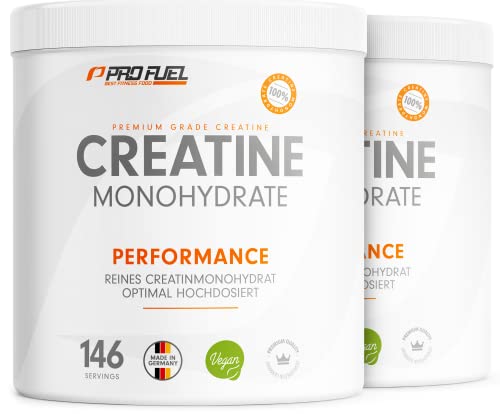 Creatin Monohydrat Pulver 1kg / 1000g reines Kreatin Monohydrat in mikronisierte Qualität - Creatine-Monohydrate optimal hochdosiert - Creatin-Pulver ohne Zusätze, 100% vegan, 2x500g für 292 Tage