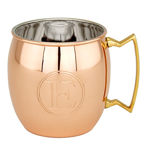 Old Dutch Solid Copper Moscow Mule Mug, Monogram E, 16 Oz, Copper #TOP29