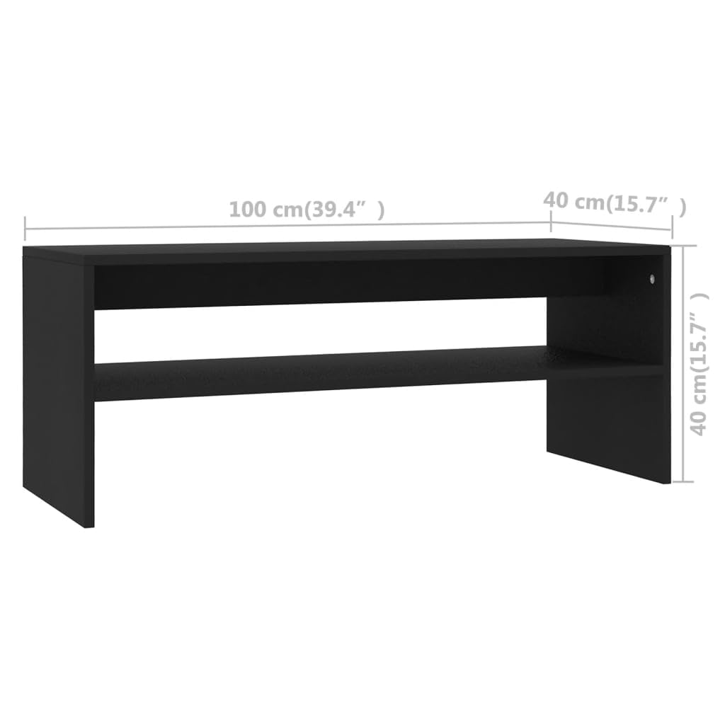 Couchtisch, Schwarz, 100 x 40 x 40 cm, aus mehrschichtigem Holz | Skandinavisches Design, offenes Regal, einfach zu montieren, feuchtes Tuch