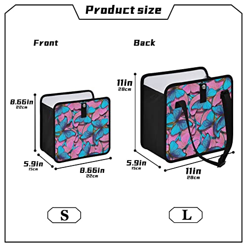 Image of Pink Blue Butterfly Car Trash Can Foldable Hanging Car Trash Bag Bin Auto Garbage Can Leak-Proof Car Organizer(Large) (g301180671p857c913s2022)