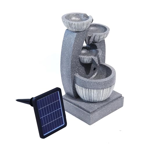 BTGGG Solarbrunnen für Draußen, 4-Stufiger Solar Springbrunnen für Außen, Solar Gartenbrunnen, Springbrunnen mit LED Beleuchtung, Zimmerbrunnen...