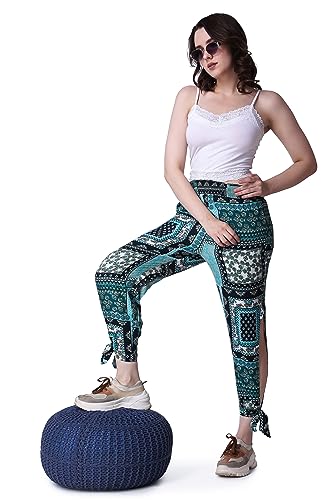 Image of POPWINGS Casual Boho Printed Side Long Slit Trousers for Women || Summer Wear Comfortable Pull-On Women Trousers || Western Relax-Fit Slit Trousers || Stylish Women Casual Trousers