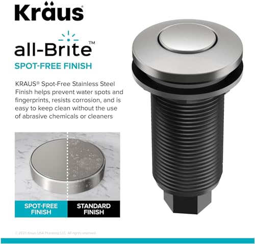 KRAUS Garbage Disposal Air Switch Kit in Spot-Free Stainless Steel with Push Button, AC Adapter, Power Cord, and Air Tube Included, KWDA-100SFS - image 8