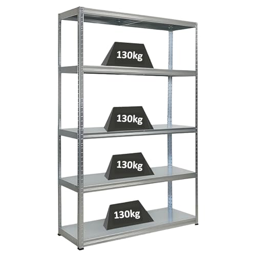 PROREGAL Étagère Charge Lourde Steel Eagle | HxLxP 180x120x40cm | 130kg par Niveau | Galvanisé | Étagère Robuste de Garage, Atelier, Cave, sous-Sol,...