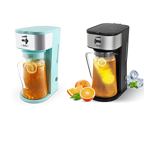Sunvivi 3 Quart Iced Tea Maker With Glass Pitcher,Iced Coffee Maker For Ground Coffee With Strength Selector,Ice Tea Maker With Infusion Pitcher For Hot/Cold Water,Stainless Steel #TOP21