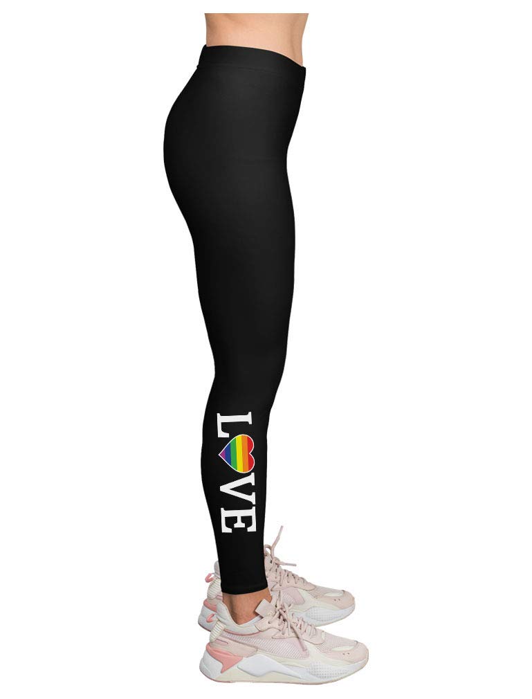 TstarsLove Pride Leggings for Women & Teen Girls | LGBTQ+ Equality Gift - Heart Rainbow Tights