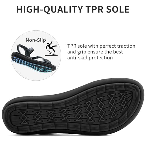 Image of Aomigoct Dressy Womens Sandals Summer: Comfortable Strappy Flats Sandals Women - Casual Walking Woman Shoes