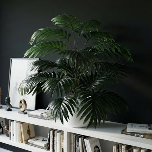 Image of Dekorly Plastic Fake Plants Artificial Floor Plants Large Tropical Palm Tree Tall Monstera Plant Without Pot Faux Plants for Indoor Outdoor Home