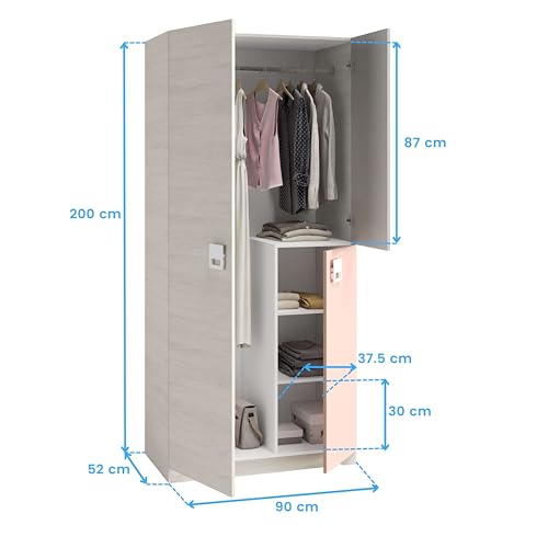 Miroytengo Pack Habitación Juvenil Infantil Rosa Gris Blanco Alpes (Cama Nido + Estante + Armario + Escritorio + estantería) con Somieres - imagen 7