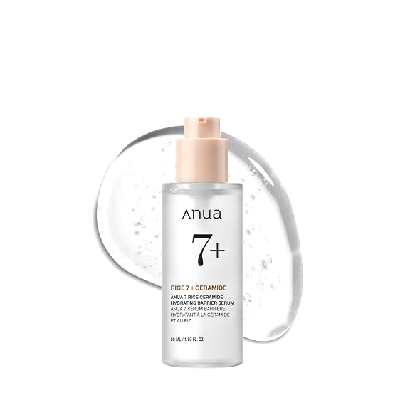 Anua Rice Ceramide 7 Hydrating Barrier Serum, Moisturizing Face Serum, Non-comodogenic, Hyaluronic Acid, Niacinamide, Lightweight, Fragrance Free, Sensitive Dry Skin, Korean Skincare, 1.69 fl oz