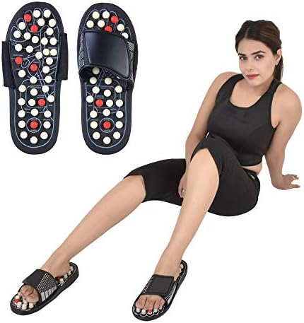 DAZIBAO® Reflexology Magnetic Therapy Spring Acupressure Paduka Accu Slippers for Full Body Blood Circulation Natural Paduka Slippers For Men and Women with Velcro Closure(Unisex)