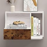 Bixiaomei Floating Nightstand with Drawer and Open Shelf, Wall Mounted Bedside Table with Large Stor