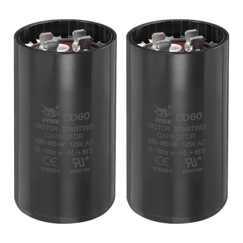 QUARKZMAN Condensador CD60 400-480 UF/MFD, 125 VAC Condensador De Arranque Para Motor CD60 Para Motor De Ventilador Eléctrico Y Bomba De Agua (Negro, Paquete De 2)