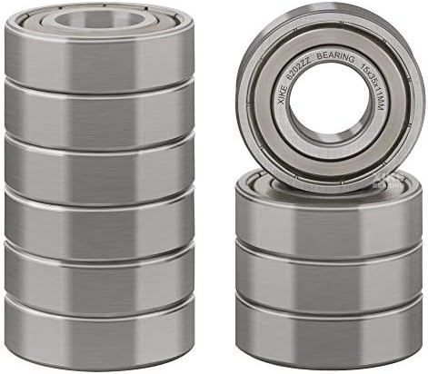XiKe 10 Pcs 6202ZZ Double Metal Seal Bearings 15x35x11mm, Pre-Lubricated and Stable Performance and Cost Effective, Deep Groove Ball Bearings.