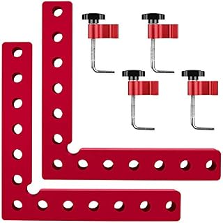 Brynnl 2 Pcs 90 Degrees Positioning Squares, Right Angle Clamps with 4 Clamps Aluminum Alloy L-Type Corner Clamp Woodworking Carpenter Tool for Picture Frame Box Cabinets Drawers (5.5"x 5.5")