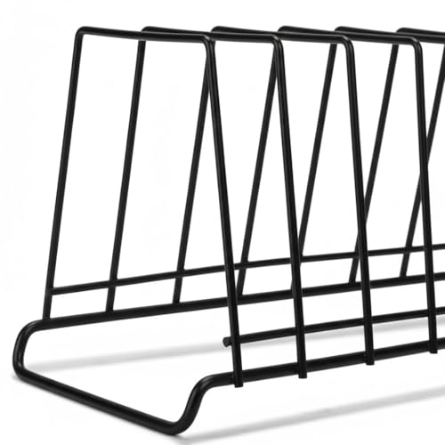 Image of Namani Heavy 9-Section Stainless Steel Plate Stand | Dish Organizer Rack for Kitchen Cabinet & Countertop | Rust Proof Plate Holder for Dishes, Thali & Lids (Black)