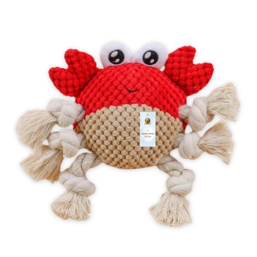 Foodie Puppies Dog Squeaky Plush Rope Toy - (Crustacean Plush Toy) | Non-Toxic, Stuffed, Teething, Chewing, Playful, Crinkle & Cuddly Toy | Intelligence Toys for Small Dogs and Puppies (Size: 14cm) (Image - 1)