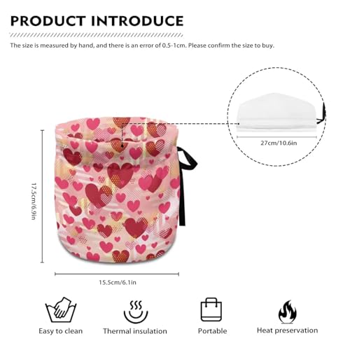 Image of Pink Heart Tea Cosy, Scratches-Proof Insulated Kitchen Teapot Dust Cover with Drawstring, Tea Pot Cozy Breakfast Warmer for Home Kitchen Table Decoration