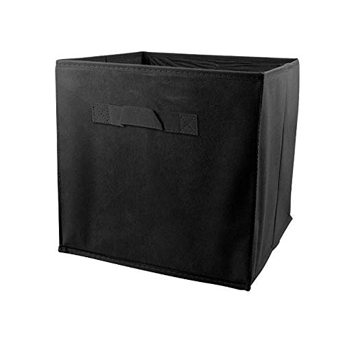 The Home Fusion Company Boîte de rangement carrée pliable noire en forme de cube non tissé 30 cm
