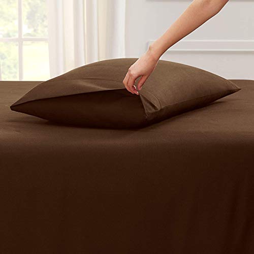 Image of Chocolate Brown Bedsheet with 4 Pillow Covers 400TC 100% Egyptian Cotton Premium 5 Piece Bedsheets Twin Size