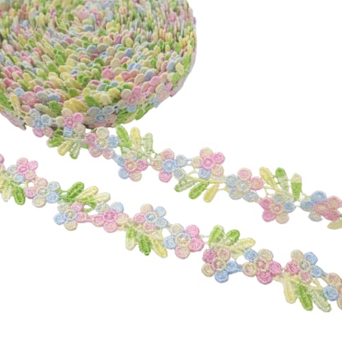 Idongcai 10 Yards Flower Lace Trim Ribbon Floral Venice Lace Applique Embroidered Lace Fabric Trim Sewing Craft (Colorful 0.75 Inch) #TOP29