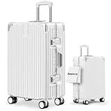 [Seelove] スーツケース キャリーケース 機内持ち込み ABS+PC 耐衝撃 大容量 ⼤型 超軽量 キャリーバッグ S/M/Lサイズ 360度回転 静⾳ おしゃれ luggage suitcase キャスター TSAロック 出張 旅⾏（Mサイズ（5~7泊/60L）(66*43*25cm) ホワイト）