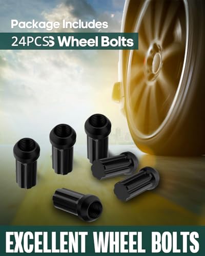 Image of SCITOO 14x2 Spline Lug Nuts Fits for 1997-2014 for Ford for F150 | for Ford Expedition 24pcs+2keys Black Close End 2 inch Wheel Lug Nuts Set for Lincoln Mark for Navigator
