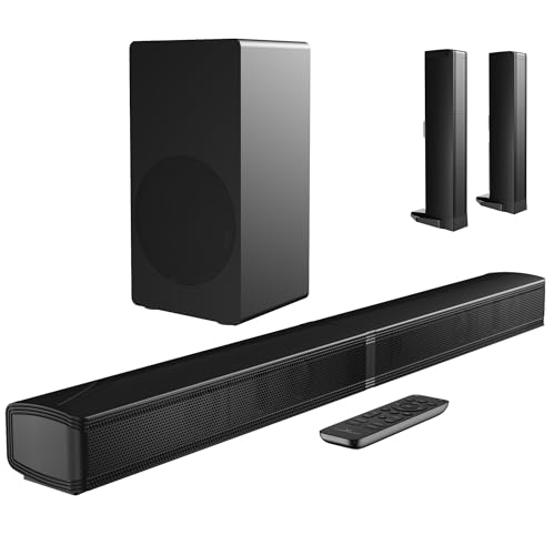 Image of LARKSOUND 4.1 CH Soundbar for Smart TV with Subwoofer, 2-in-1 Detachable Sound Bar for TV, Bluetooth 5.3/HDMI ARC/Optical/Aux Connections