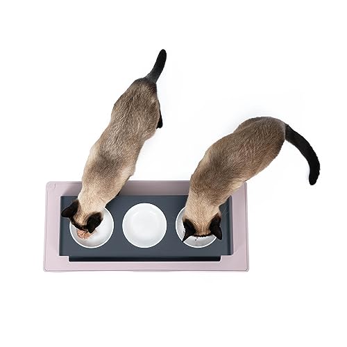 Tapis de gamelle pour chat LucyBalu en silicone anthracite XL antidérapant