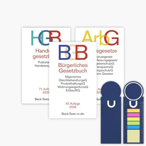 BGB + HGB + ArbG in der je aktuellen Auflagen im Set + exklusive Sticky Notes