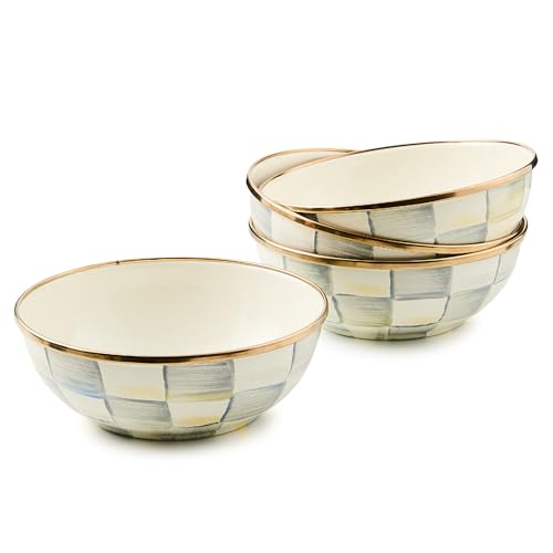Enamel Everyday Serving Bowl set, gray-and-white checks