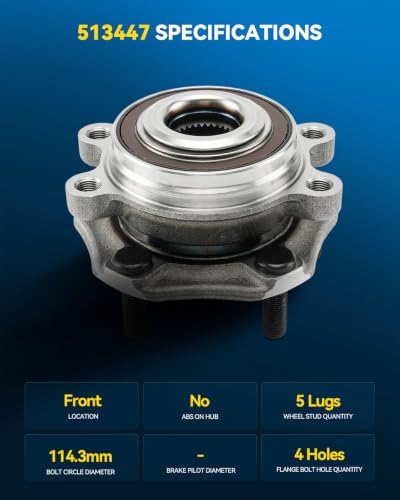 Image of PHILTOP 513447 2X Front Wheel Bearing Hub Assembly for Nissan Altima
