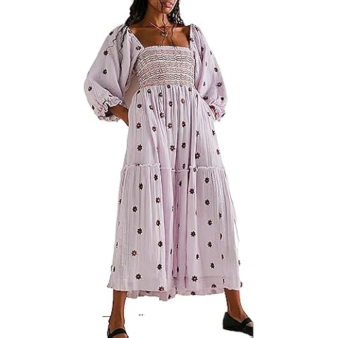 Barbotimer Women's Embroidered Maxi Dress Cover