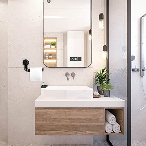 TOPBATHY Wall-Mounted Tissue Holder with Suction Cup No Drill Toilet Paper Roll Holder and Towel Rack 5.71X3.94X2.56 Inch Bathroom Organizer for Home Office Hotel - Image 3