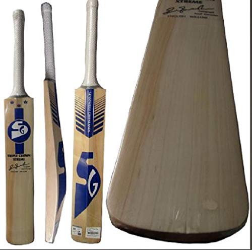 SIPL SG Triple Crown Xtreme English Willow Cricket Bat SH Length 85 cm 7-10 Clear Grains Top of The Line Grade 2A English Willow Bat